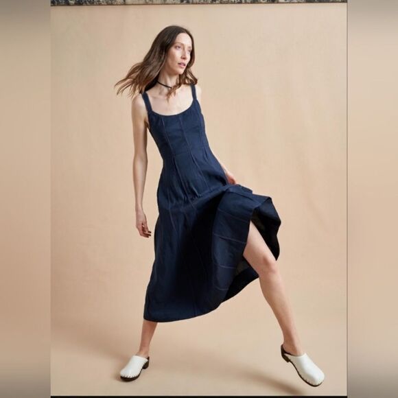 LA LIGNE Georgia Dress in Navy Blue size XL - Picture 4 of 9